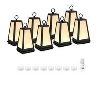 Auraglow Omniance Tuscari Rechargeable Wireless Outdoor Lantern With Remote - 8 Lamps, 8 Light Sources, 1 Remote