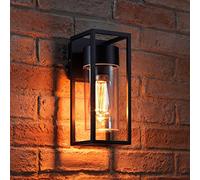 Auraglow Outdoor 2 Way Up or Down Wall Light with Mysa Filament Bulb | IP44 aluminium and glass cylinder sconce, E27 ST64 amber LED included, glow from all sides, for porch and door