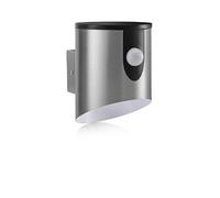 Auraglow Outdoor Battery Powered Wireless LED PIR Motion Sensor Security Wall Light IP44, Cool White Cylinder Sconce for Porch, Garage, Drive and Garden (Stainless Steel)
