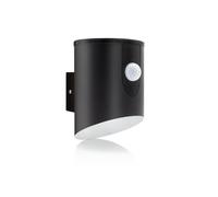 Auraglow Outdoor Battery Powered Wireless LED PIR Motion Sensor Security Wall Light IP44, Cool White Cylinder Sconce for Porch, Garage, Drive and Garden (Black)