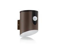 Auraglow Outdoor Battery Powered Wireless LED PIR Motion Sensor Security Wall Light IP44, Cool White Cylinder Sconce for Porch, Garage, Drive and Garden (Brown)