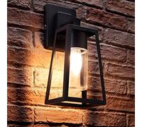 Auraglow Outdoor Hanging Candle Lantern Wall Light Black, Warm White | Aluminium frame with glass diffuser, E27 LED bulb included, IP44, downward glow for porch and front door