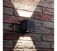 Auraglow Cube Up and Down Wall Light Black, Integrated LED Warm White