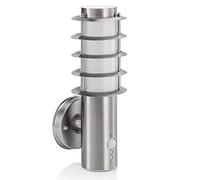 Auraglow Outdoor PIR Motion Sensor Wall Light, Brushed Chrome Fitting