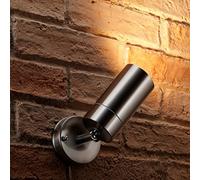 Auraglow Outdoor Wall Spotlight Stainless Steel GU10, Warm White | Multi directional pan and tilt lamp, 5W LED included, weather resistant, for garden, patio and entrance