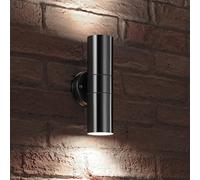 Auraglow Outside Stainless Steel Double Up & Down Outdoor Wall Lamp with LED GU10 Light Bulbs (Cool White)