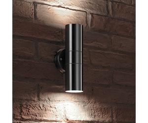 Auraglow Outside Stainless Steel Double Up & Down Outdoor Wall Lamp with LED GU10 Light Bulbs (Cool White)