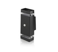 Auraglow PIR Double Up and Down Security Wall Light Black, No Bulbs | Motion sensor lamp, 8m range, manual override, takes GU10, IP44 weather resistant, for porch, garage and driveway