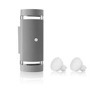 Auraglow PIR Double Up and Down Wall Light Silver, Warm White, Security