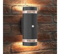 Auraglow PIR Motion Sensor Double Up & Down Outdoor Wall Security Light (Anthracite, Warm White)