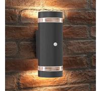 Auraglow PIR Motion Sensor Double Up & Down Outdoor Wall Security Light (Anthracite, Warm White)