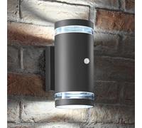 Auraglow PIR Motion Sensor Double Up & Down Outdoor Wall Security Light - Anthracite Grey - Cool White