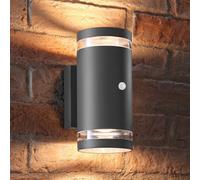 Auraglow PIR Motion Sensor Double Up & Down Outdoor Wall Security Light - Anthracite Grey - Warm White