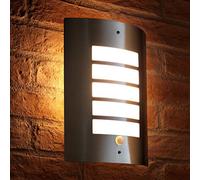 Auraglow PIR Motion Sensor Outdoor Wall Light Silver, Warm White