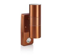 Auraglow PIR Motion Sensor Stainless Steel Security Lamp Up & Down Outdoor Wall Light - Warm White - Copper Finish