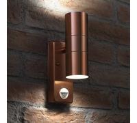 Auraglow Pir Motion Sensor Stainless Steel Up & Down Outdoor Wall Security Light - Cool White - Copper Finish