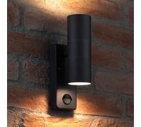 Auraglow Pir Motion Sensor Up & Down Outdoor Wall Security Light - Warminster - Black - Warm White
