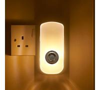 Auraglow Plug in PIR Motion Sensor LED Night Light Hallway Safety Living Aid & Rechargeable Battery Powered Emergency Torch - Warm White