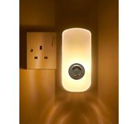 Auraglow Plug in PIR Motion Sensor LED Night Light Hallway Safety Living Aid & Rechargeable Battery Powered Emergency Torch - Warm White