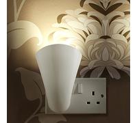 Auraglow Plug in Uplighter with Warm White GU10 Bulb, 5W Wall Wash | Socket spotlight lamp, no wiring, 70W equivalent included, rotates for up or down glow, for lounge and bedroom