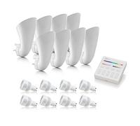 Auraglow Plug in Uplighters, Smart GU10 Bulbs, Touch Panel Switch, 8 Pack | Socket wall wash spotlights, no wiring, 16 million shades, up or down glow, for lounge, bedroom and hallway