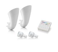 Auraglow Plugin GU10 Spotlight Uplighter Wall Wash Light Plug Socket Lamp with Colour Changing LED Smart Bulb & Touch Panel Switch - 2 Pack