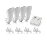 Auraglow Plugin GU10 Spotlight Uplighter Wall Wash Light Plug Socket Lamp with Colour Changing LED Smart Bulb & Touch Panel Switch - 4 Pack
