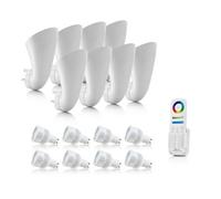 Auraglow Plug in Uplighters, Smart GU10 Bulbs, Eight Zone Remote, 8 Pack