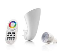 Auraglow Plugin GU10 Spotlight Uplighter Wall Wash Light Plug Socket Lamp with Colour Changing LED Bulb & Remote
