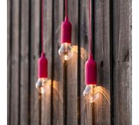 Auraglow Battery Operated Outdoor Pendant Pull Cord Rope LED Lights - Ideal for Garden Parasol, Gazebo, Pergola or Indoor - Pink - 6 Pack