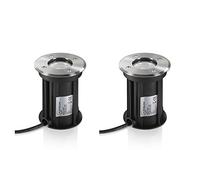 Auraglow Deep Recessed GU10 Holder Garden Ground Path Deck Light IP67 Driveway Outdoor Uplighter - Twin Pack
