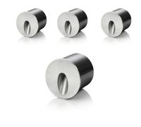 Auraglow Recessed Inset Integrated LED Wall Marker Light 3000K Warm White Indoor/Outdoor Use - Brushed Steel - Round - 4 Pack
