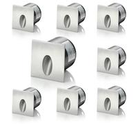 Auraglow Recessed Inset Integrated LED Wall Marker Light 3000K Warm White Indoor/Outdoor Use - Brushed Steel - Square - 8 Pack