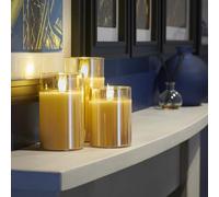 Auraglow Rechargeable Flameless LED Glass Candles with Remote Control, Charging Station and Timer, Real Wax, Flickering Flame Warm White Light (6 Pack)