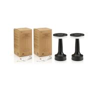 Auraglow Black Rechargeable Touch Control Cordless LED Table Lamp - Perfect for Bedside Tables, Hotels and Restaurants - Twin Pack