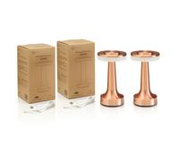 Auraglow Copper Rechargeable Touch Control Cordless LED Table Lamp - Perfect for Bedside Tables, Hotels and Restaurants - Twin Pack