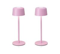 Auraglow Rechargeable Table Lamp - Portable Cordless Battery Powered Touch Lamp with 3 Brightness Levels, Dimmable LED for Bedroom, Desk, Living Room, Hallway, Lounge, Garden & Patio (Pink, 2 Pack)