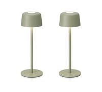 Auraglow Rechargeable Table Lamp - Portable Cordless Battery Powered Touch Lamp with 3 Brightness Levels, Dimmable LED for Bedroom, Desk, Living Room, Hallway, Lounge, Garden & Patio (Green, 2 Pack)