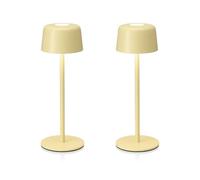 Auraglow Rechargeable Table Lamp - Portable Cordless Battery Powered Touch Lamp with 3 Brightness Levels, Dimmable LED for Bedroom, Desk, Living Room, Hallway, Lounge, Garden & Patio (Yellow, 2 Pack)