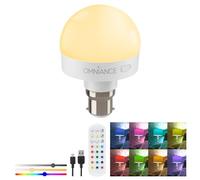 Auraglow Rechargeable Wireless LED Light Bulb with Remote - Battery-Powered, Dimmable, Colour-Changing, Bayonet B22 Adaptor
