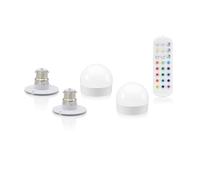 Auraglow Rechargeable Wireless LED Light Bulb with Remote - Battery-Powered, Dimmable, Colour-Changing, Wall & Ceiling Mounted or E27/B22/E14 Adaptor (2, B22 Light Source with Remote)