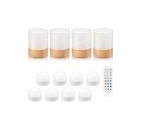 Auraglow Rechargeable Wireless LED Table Lamp with Remote - Battery-Powered, Dimmable, Colour-Changing, Cordless for Restaurants, Bars, Hotels & Homes (4 Lamps, 8 Light Sources, 1 Remote)