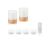 Auraglow Rechargeable Wireless LED Table Lamp with Remote - Battery-Powered, Dimmable, Colour-Changing, Cordless for Restaurants, Bars, Hotels & Homes (2 Lamps, 4 Light Sources, 1 Remote)