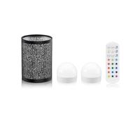 Auraglow Rechargeable Wireless LED Table Lamp with Remote - Battery-Powered, Dimmable, Colour-Changing, Cordless for Restaurants, Bars & Homes (Black, 1 Lamp, 2 Light Sources, 1 Remote)