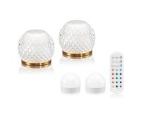 Auraglow Rechargeable Wireless LED Table Lamp with Remote - Battery-Powered, Dimmable, Colour-Changing, Cordless for Restaurants, Bars, Hotels & Homes (2 Lamps, 2 Light Sources, 1 Remote)