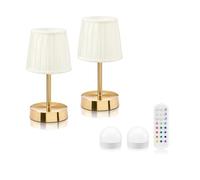 Auraglow Rechargeable Wireless LED Table Lamp with Remote - Battery-Powered, Dimmable, Colour-Changing Cordless for Hotels, Restaurants, Bars & Homes (2 Lamps, 2 Light Sources, 1 Remote)