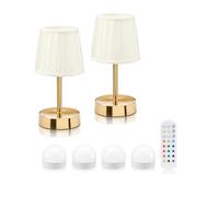 Auraglow Rechargeable Wireless LED Table Lamp with Remote - Battery-Powered, Dimmable, Colour-Changing Cordless for Hotels, Restaurants, Bars & Homes (2 Lamps, 4 Light Sources, 1 Remote)