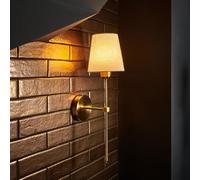 Auraglow Rechargeable Wireless LED Wall Light with Remote - Battery-Powered, Dimmable, Colour-Changing for Bedrooms & Living Rooms (Brass, Bundle: 2 Lamps, 2 Light Sources, 1 Remote)