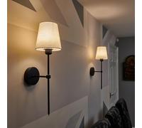 Auraglow Rechargeable Wireless LED Wall Light with Remote - Battery-Powered, Dimmable, Colour-Changing for Bedrooms & Living Rooms (Black, Bundle: 2 Lamps, 2 Light Sources, 1 Remote)