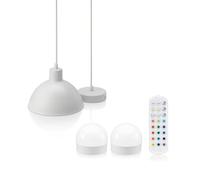 Auraglow Rechargeable Wireless Pendant Light with Remote - Cordless, Battery-Powered, Dimmable, Colour-Changing (White, 1 Lamp, 2 Light Sources, 1 Remote)